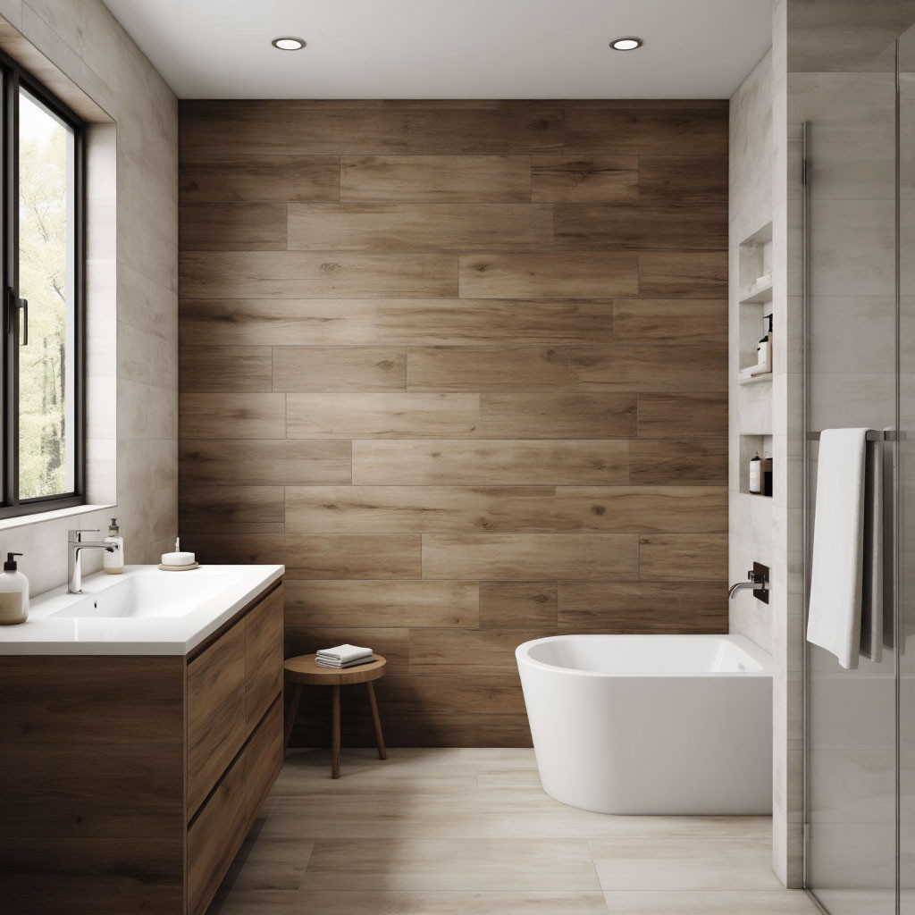 Плитка под дерево в ванной: Тепло натуральных материалов в современном исполнении