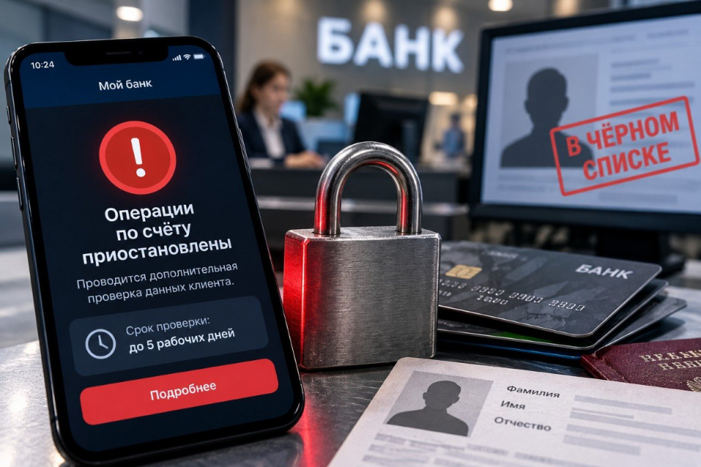 Банк может временно остановить операции клиента из-за совпадения его данных с данными человека из специального перечня