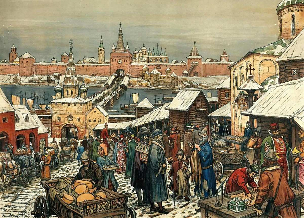 Аполлинарий Васнецов «Новгородский торг»